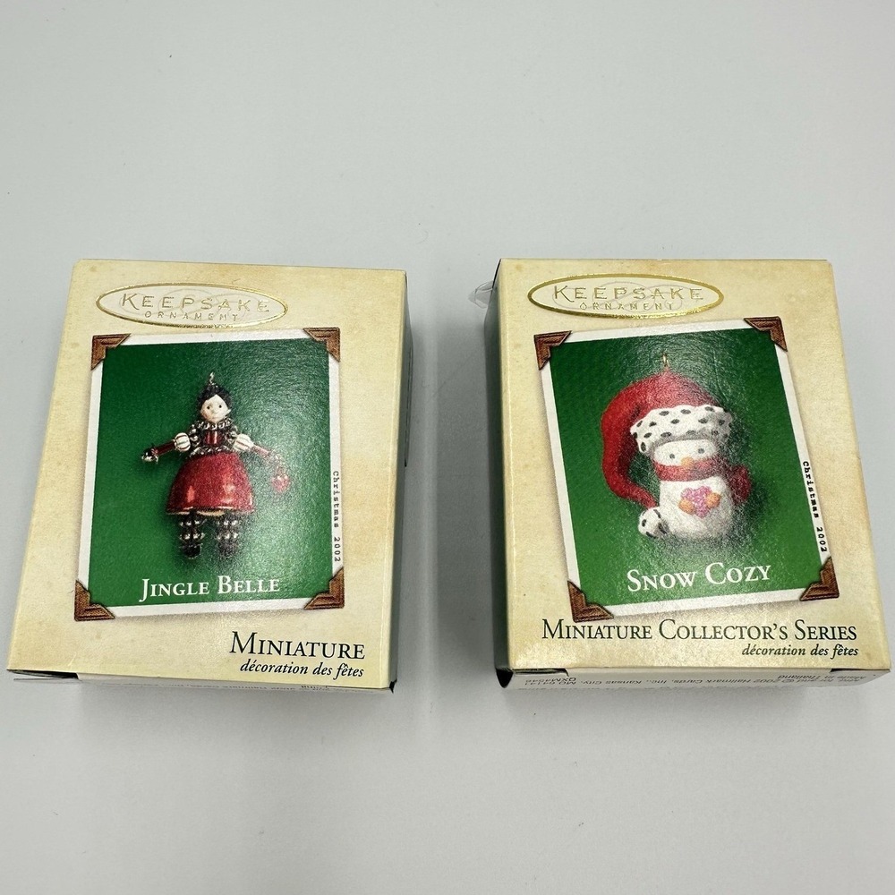 Vintage 2002 Hallmark Keepsake Miniature Ornaments Jingle Belle Snow Cozy‎ Lot